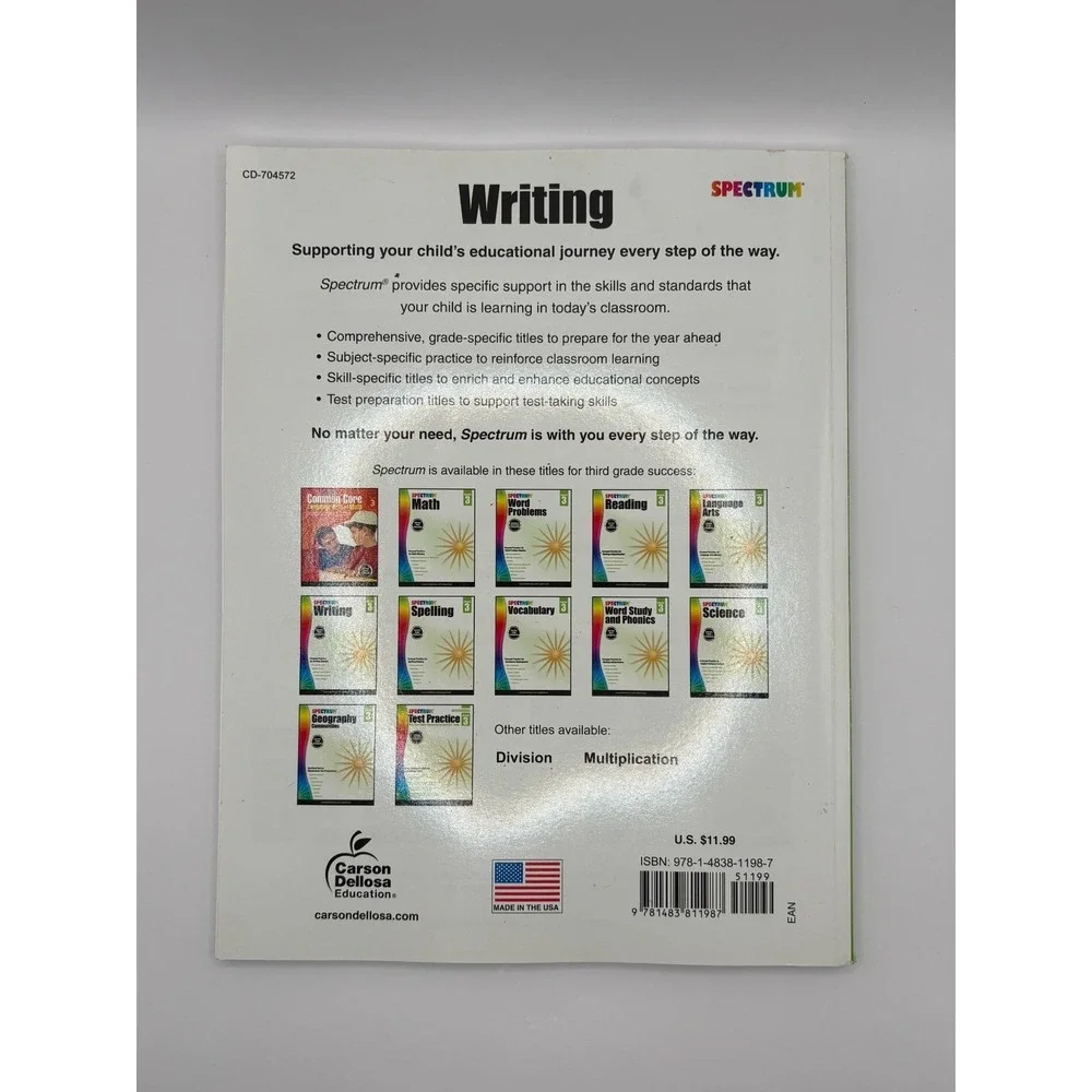 Lot of‎ 3 Educational Workbks Grade 2-3 Spectrum Writing Language Arts Evan-Moor